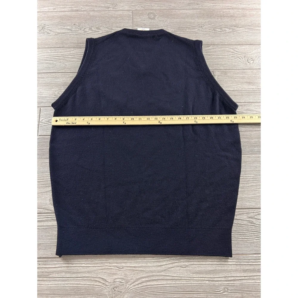 Classic V-Neck Sweater Vest - Navy with Embroidered Crest